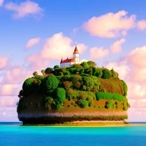 Tropical beach paradise under the summer sun.