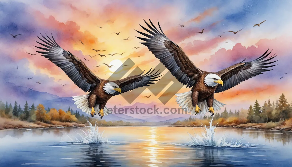 Picture of Soaring Bald Eagle in Flight with Spread Wings