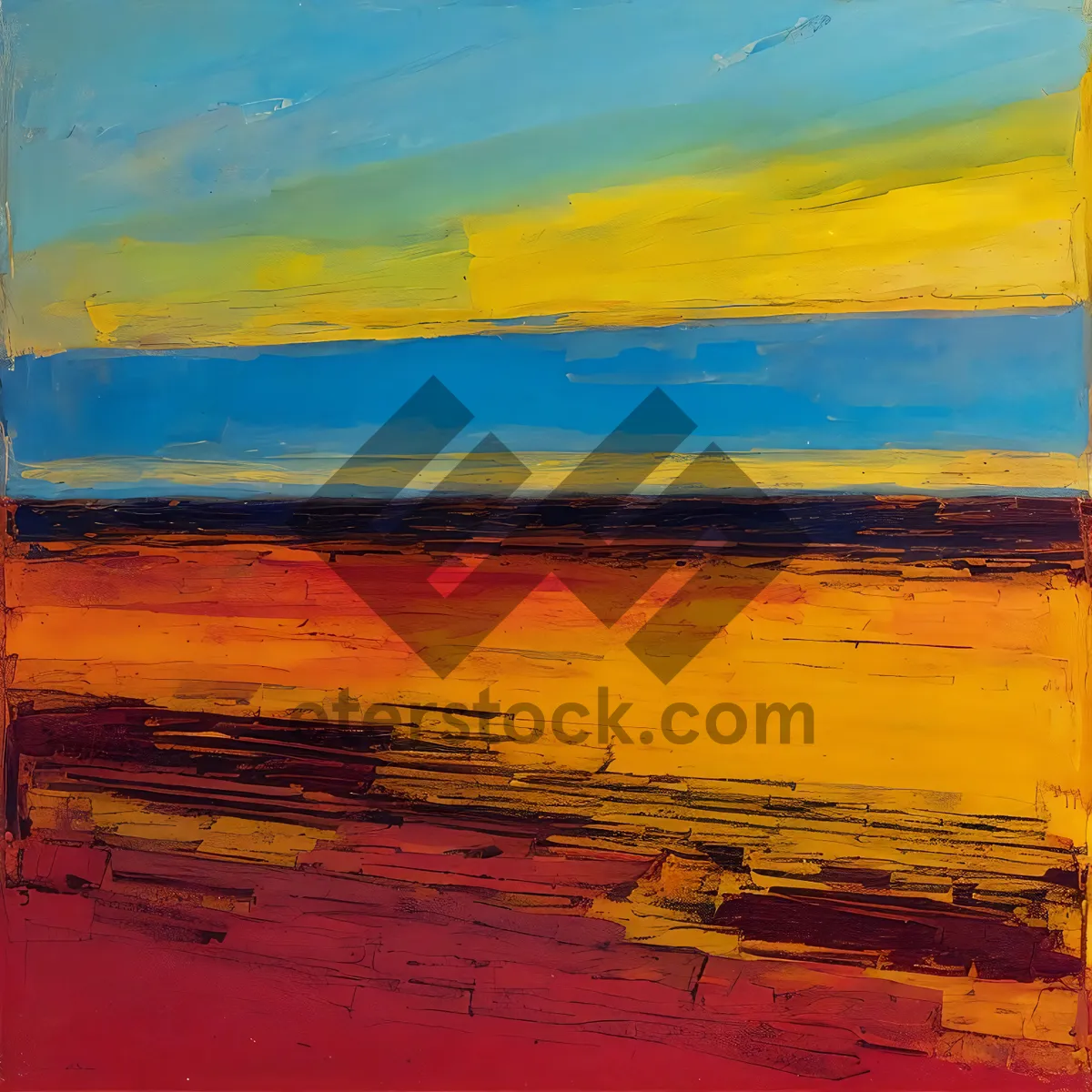 Picture of Orange Horizon: Silhouetted Waves at Sunset on Tropical Beach