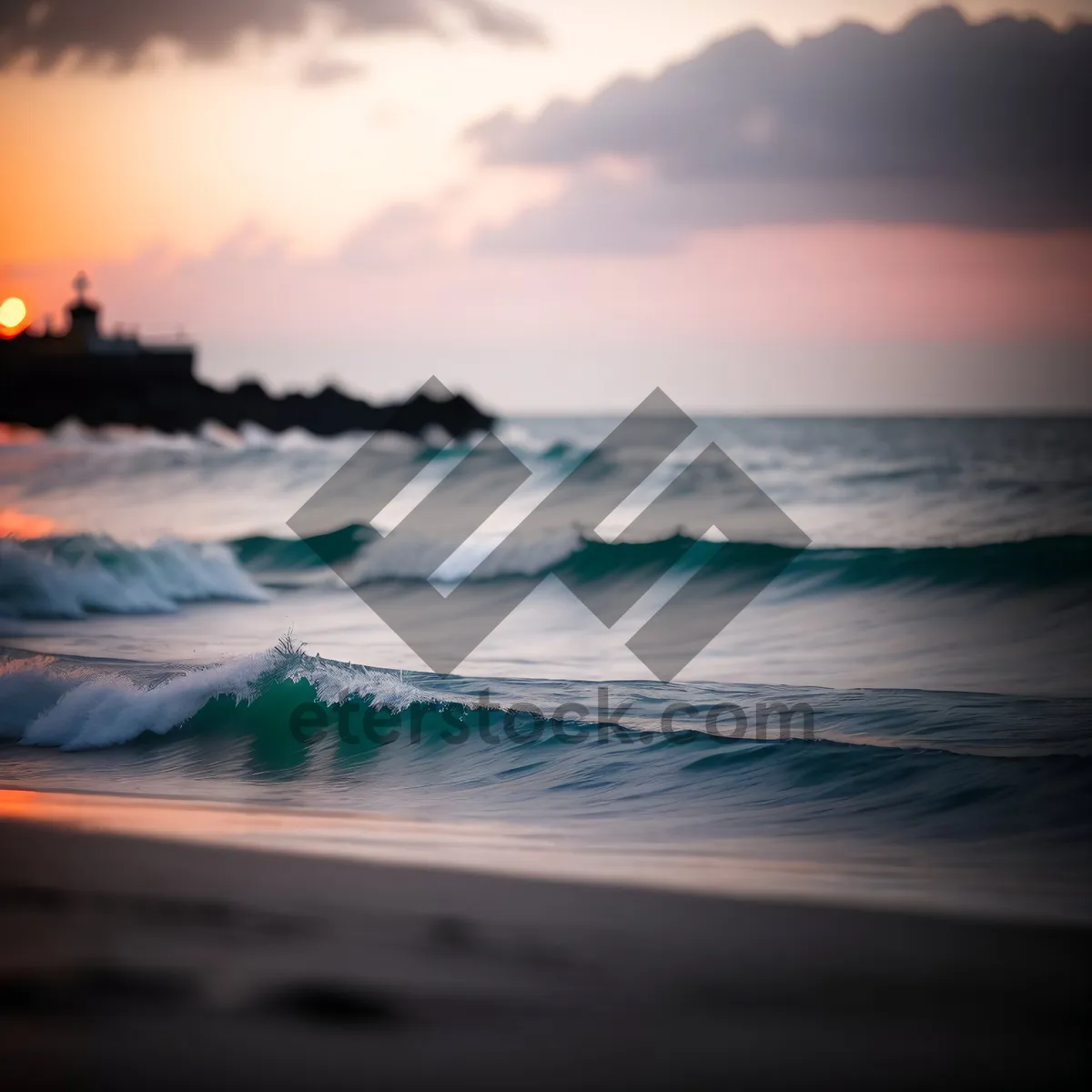 Picture of Vibrant Sunset over the Serene Ocean