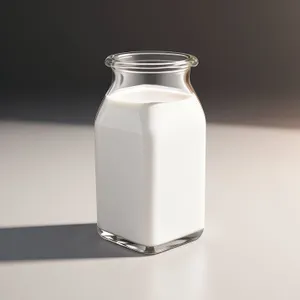 Transparent Glass Milk Bottle"
"Healthful Medicine Jar"
"Fluid-Filled Glass Container"
"Pharmacy Vessel for Medical Liquid"
"Nutritious Food Drink in a Jar