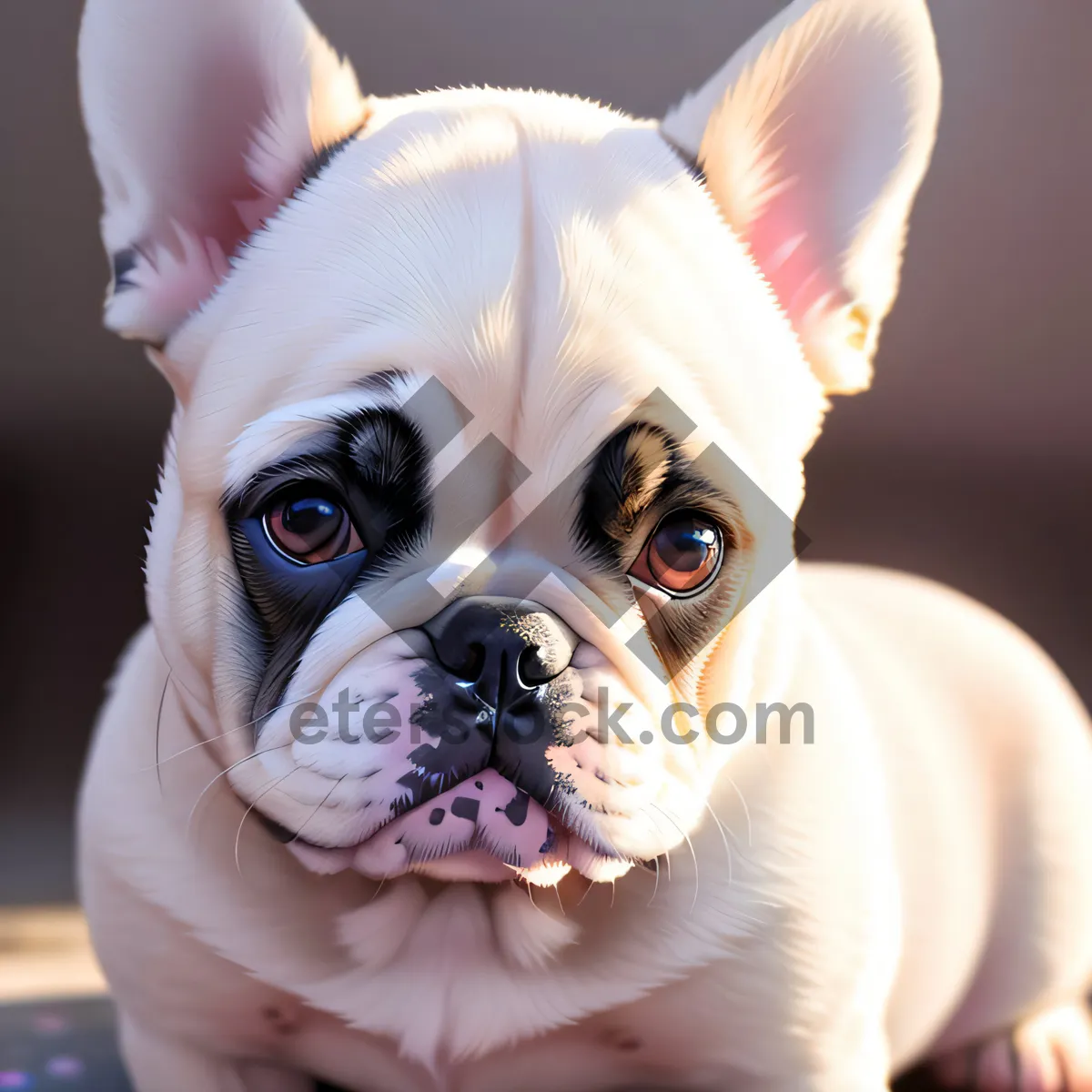 Picture of Adorable Wrinkled Boxer Dog Sitting with Curious Expression