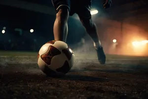 Black Soccer Ball on Grass Field at Stadium