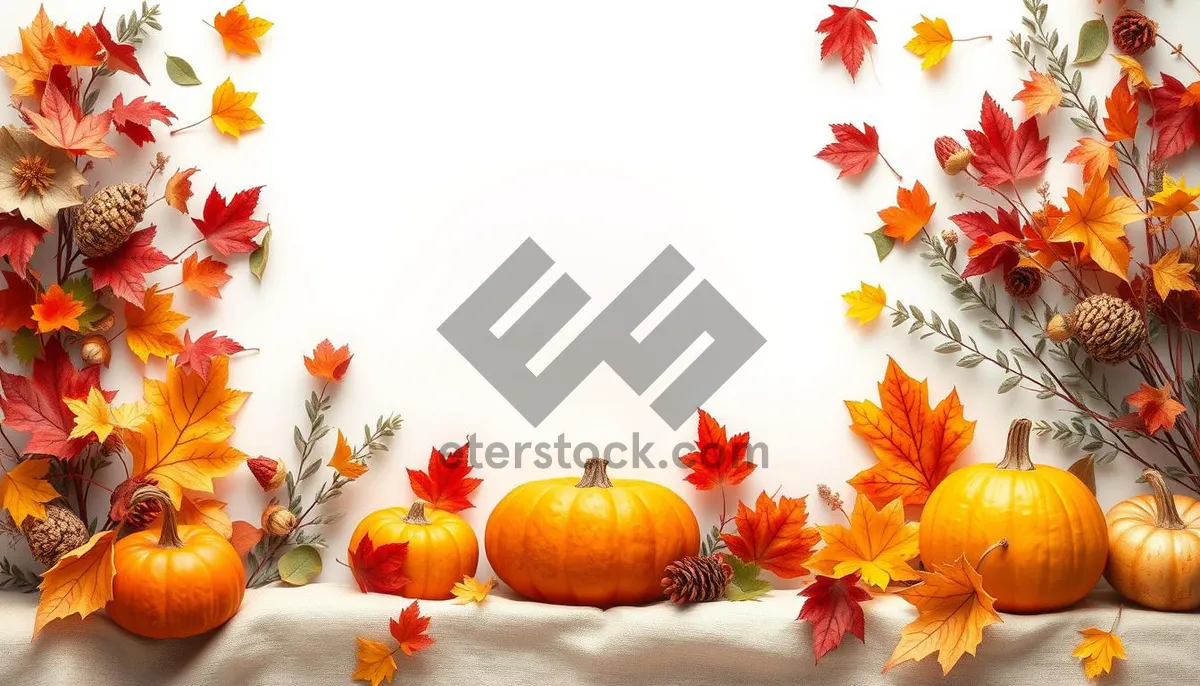Picture of Fall Floral Frame with Pumpkin and Yellow Accents