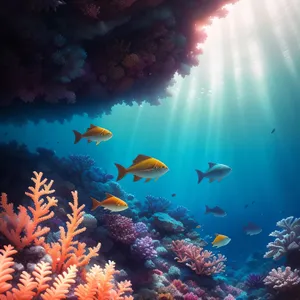 Colorful Coral Reef and Exotic Marine Life Underwater