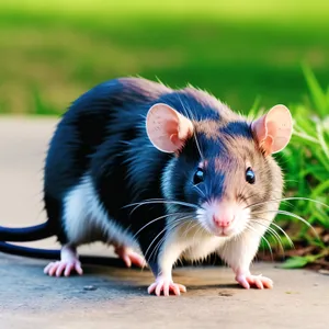 Furry Gray Mouse with Cute Whiskers