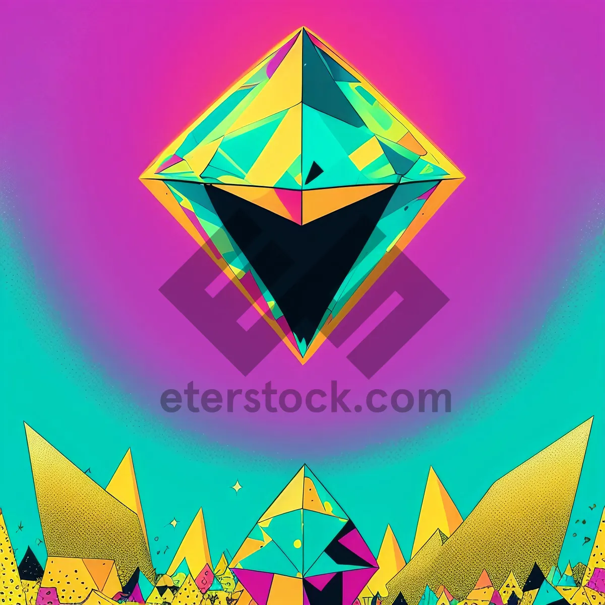 Picture of Pyramid Symbolic Art Design: Graphic Icon of Heraldic Gem