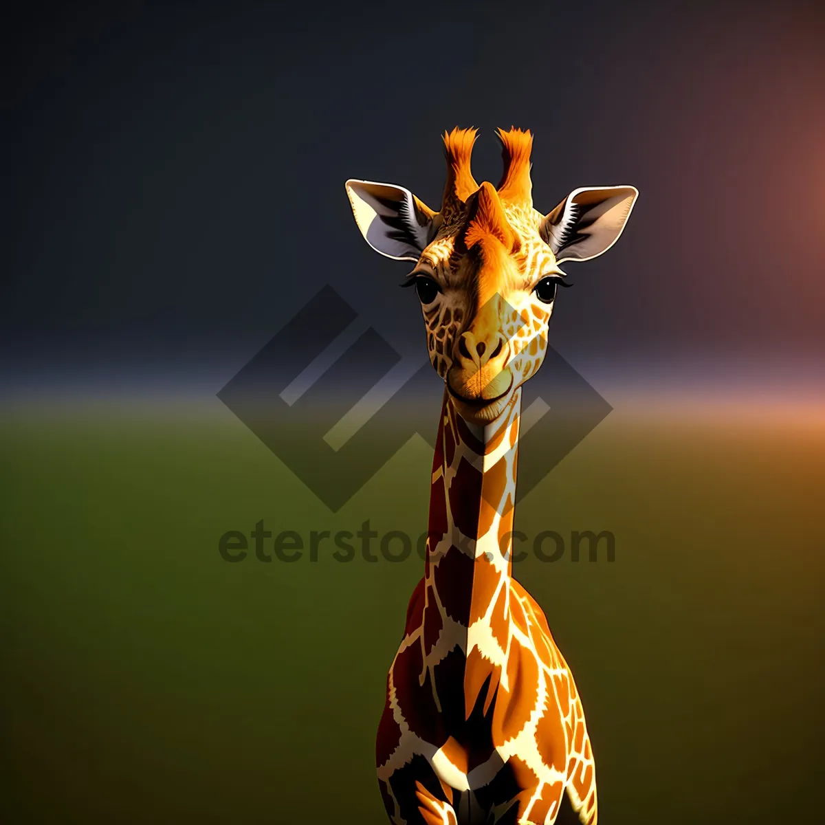 Picture of Giraffe Art Design with Bark Pattern