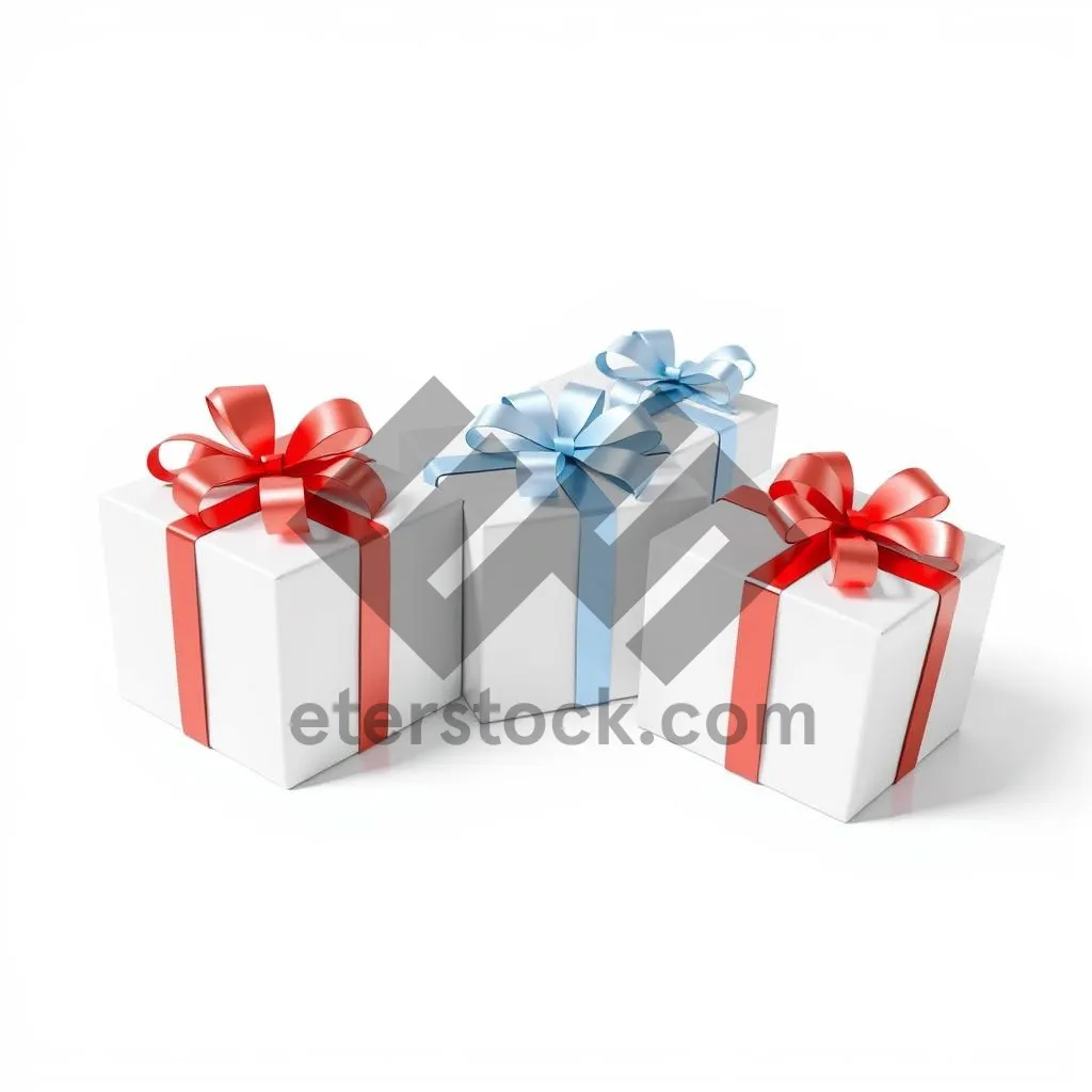 Picture of 3D gift box with ribbon and bow