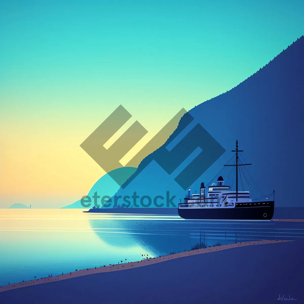 Picture of Blissful Sunset Reflection on Ocean Horizon