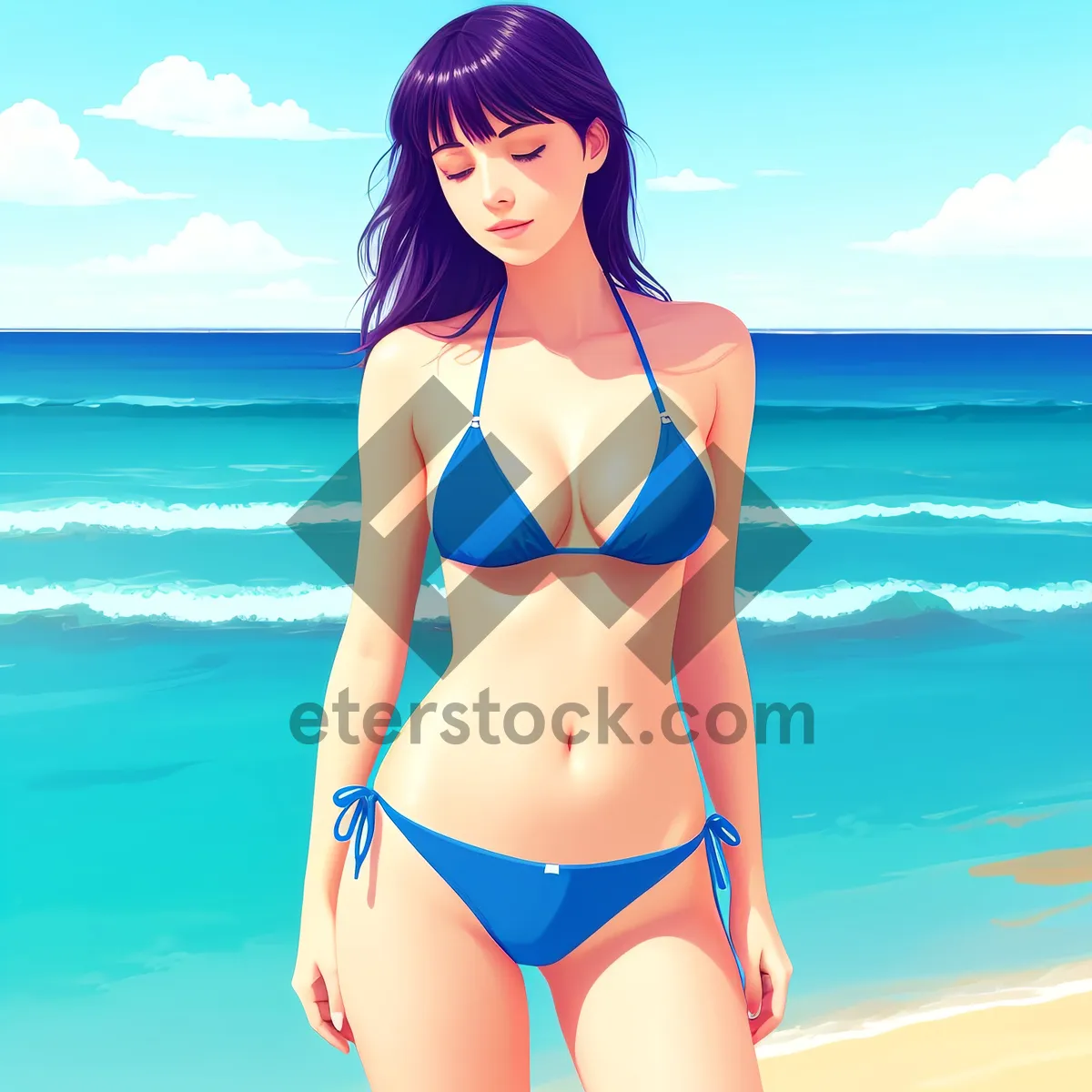 Picture of Vibrant Beachwear: Stunning Bikini Swimsuit on the Sand