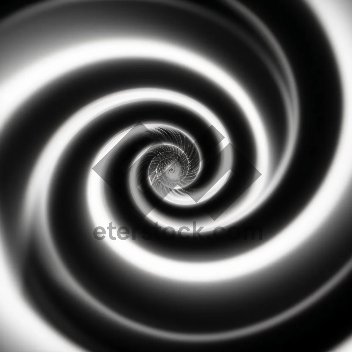 Picture of Elegant swirling 3D fractal spiral in black.