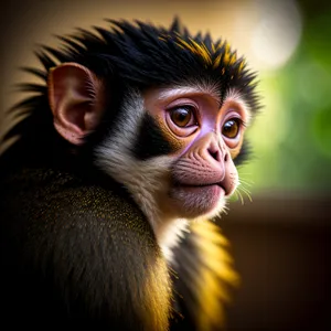 Wild Primate Monkey in Jungle with Striking Fur