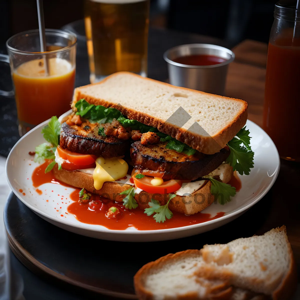 Picture of Tasty gourmet plate of healthy grilled chicken salad