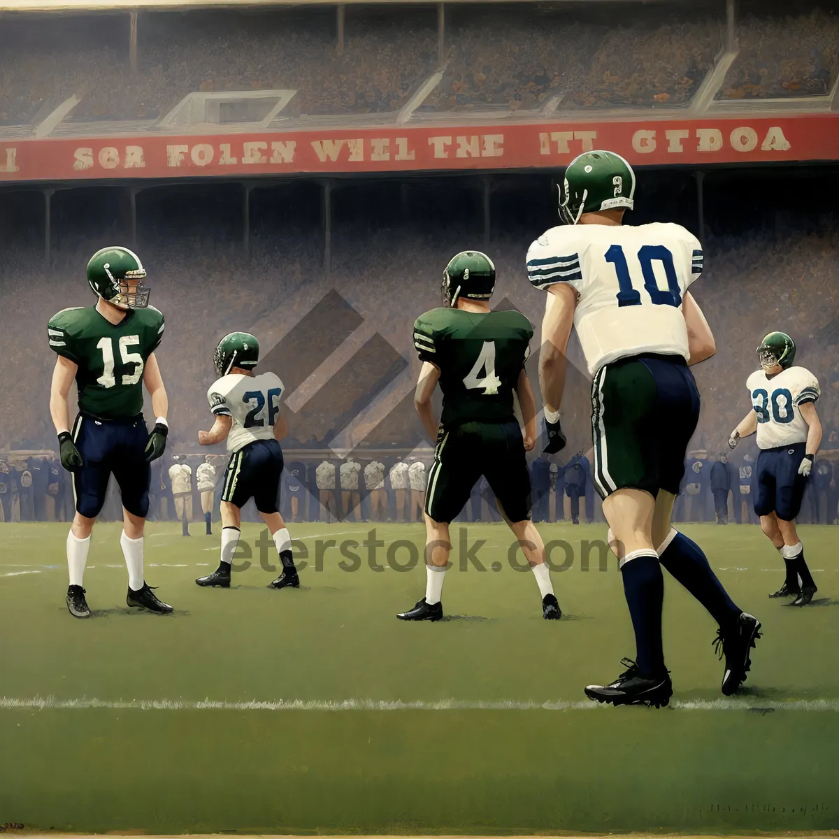 Picture of Male Soccer Player Kicking Goal on Stadium Field