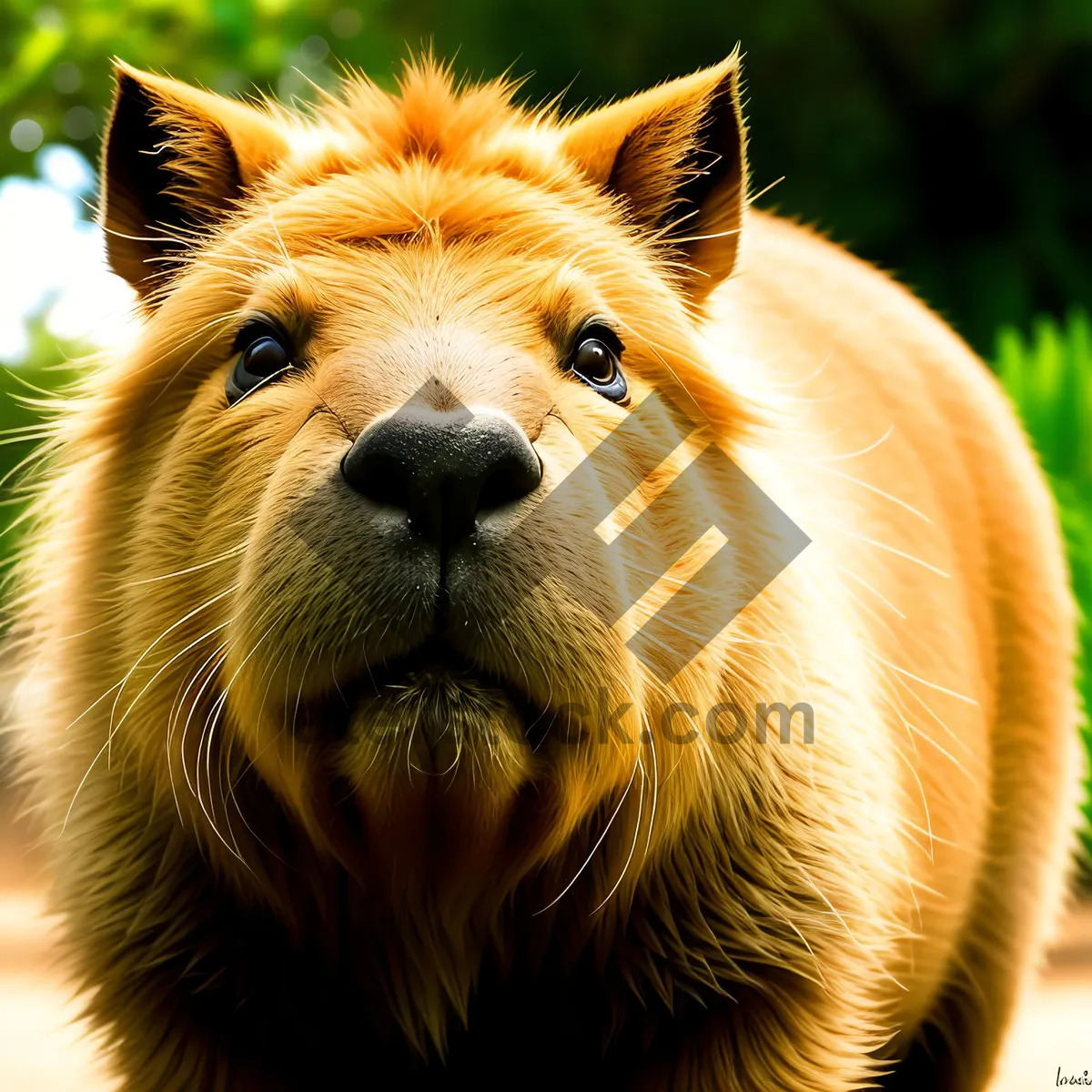 Picture of Furry Domestic Feline with Whiskers and Brown Fur