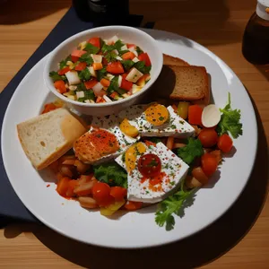 Delicious and Fresh Gourmet Vegetable Salad Plate