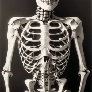 3D human skeleton anatomy graphic with transparent bones