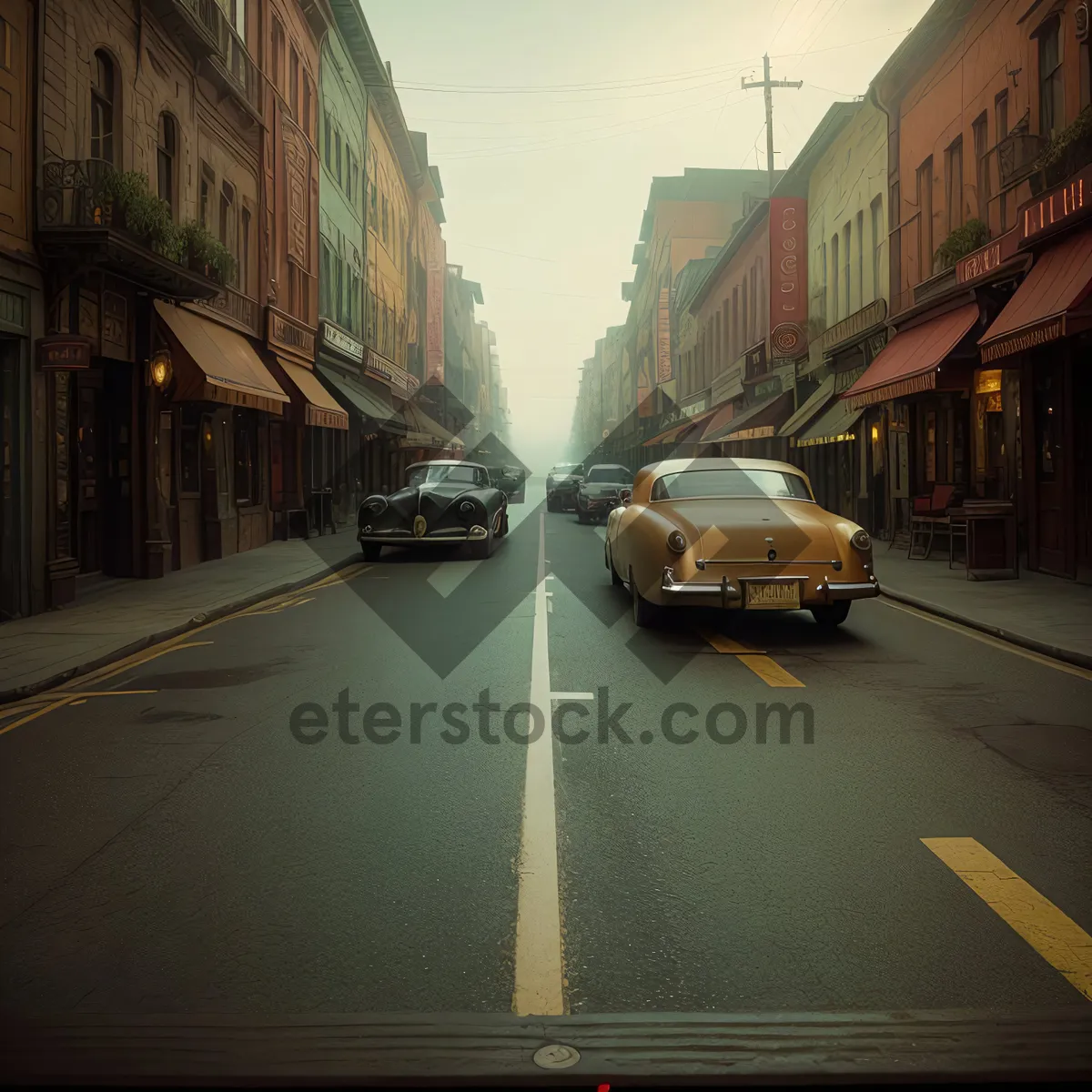 Picture of Cityscape Commute: Cars and Traffic on Urban Road