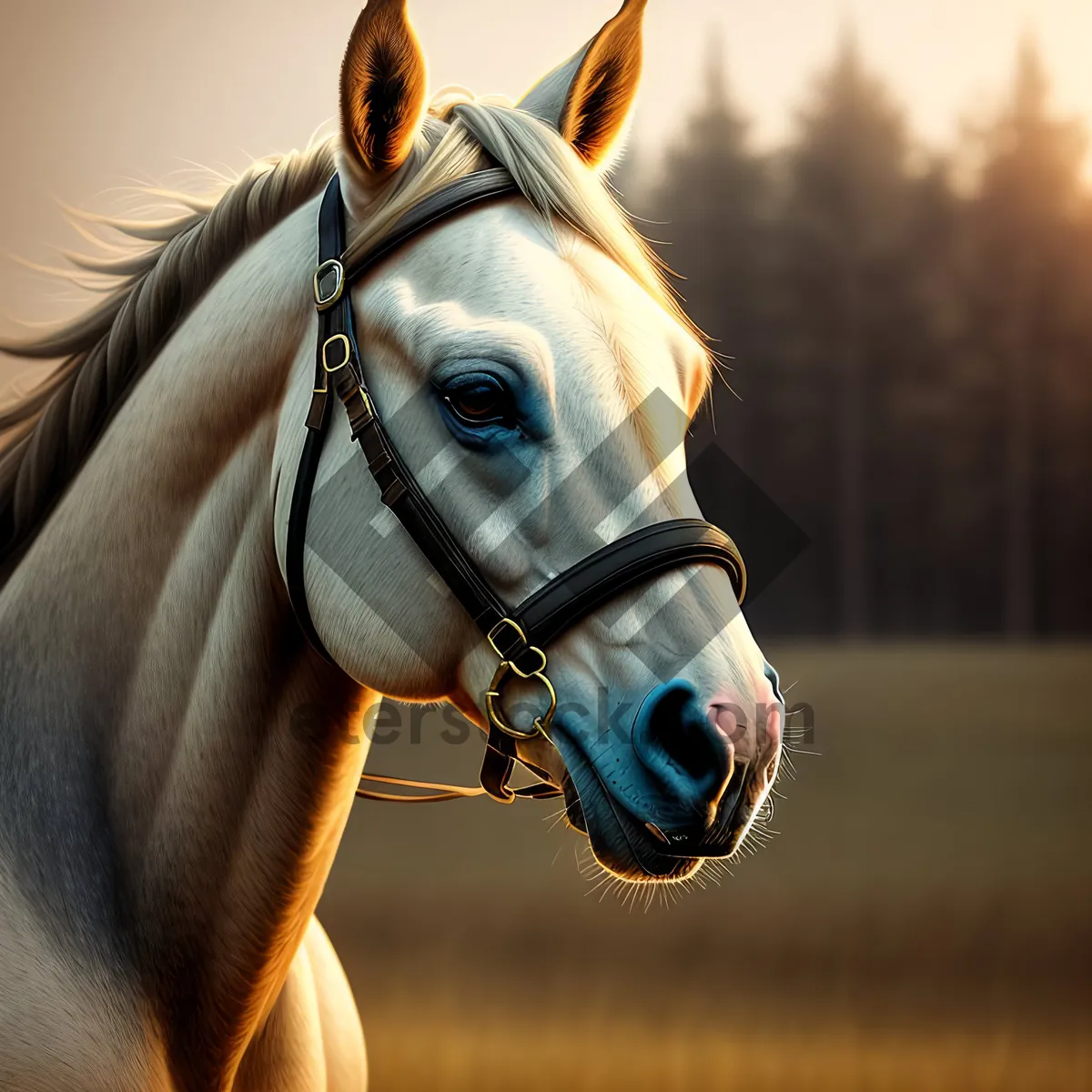 Picture of Magnificent Thoroughbred Stallion in Bridle