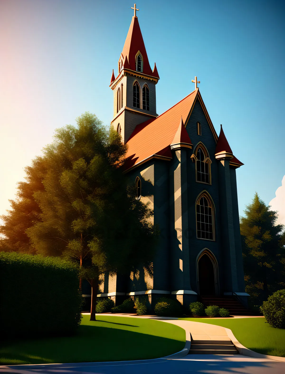 Picture of Ancient Orthodox Cathedral with Bell Tower