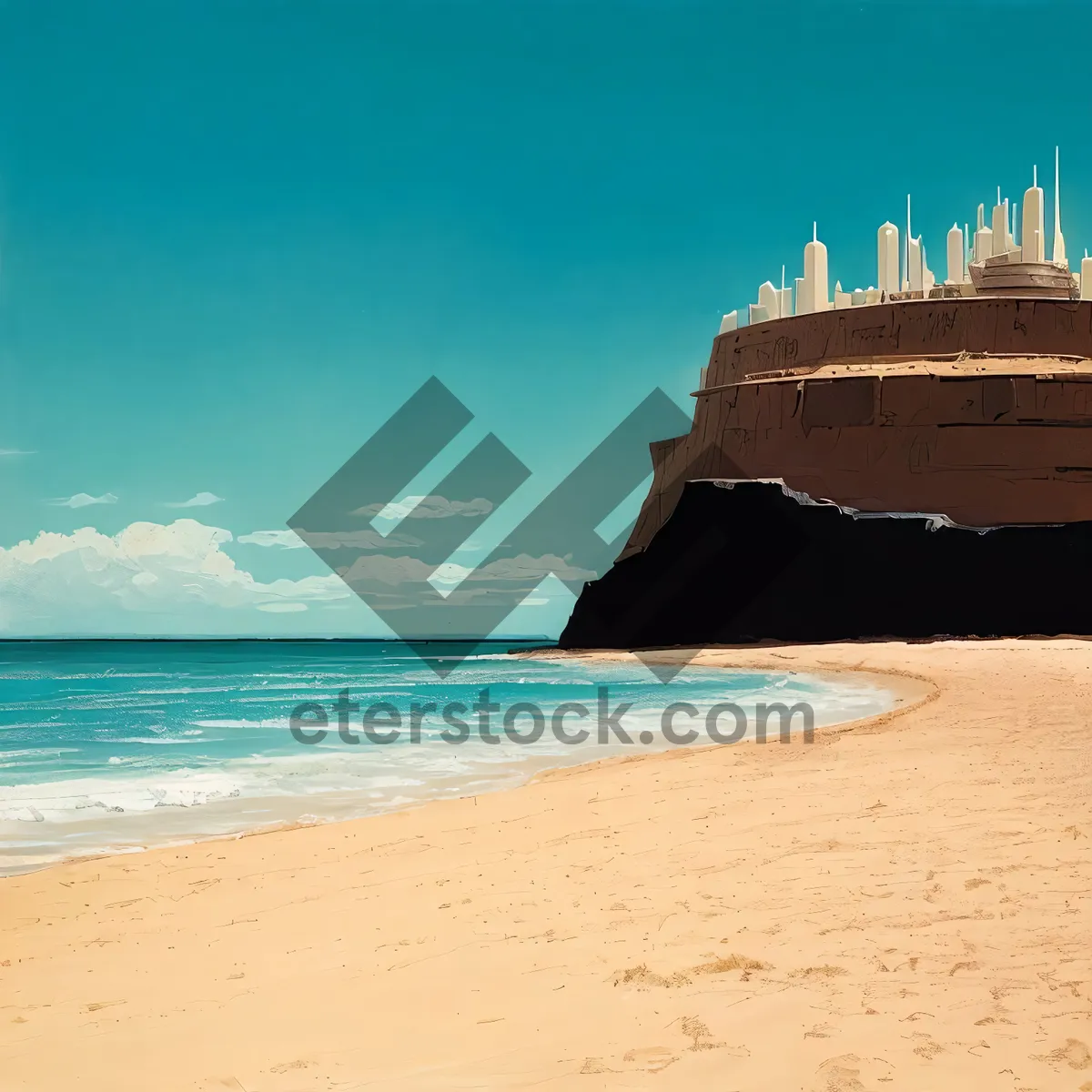 Picture of Tropical Paradise: Sun-kissed Beach with Shipwreck