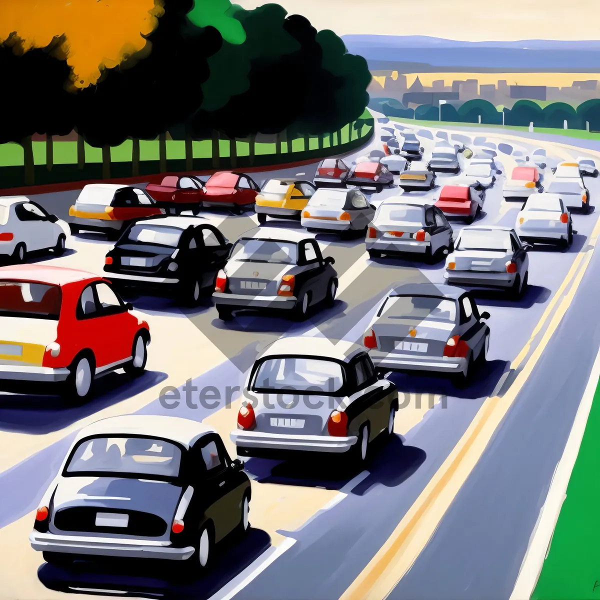 Picture of Fast-paced urban city traffic on expressway