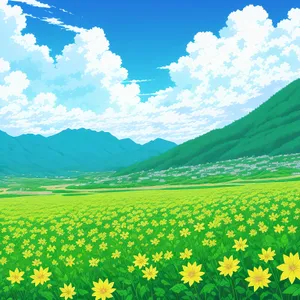 Serene Rural Landscape Under Clear Summer Sky