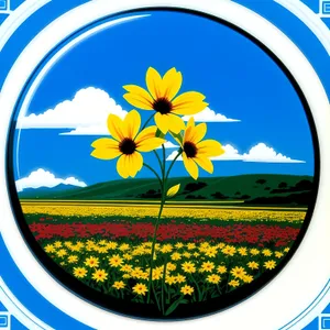 Sunflower Field: Bright Summer Symbol in Shiny Meadow