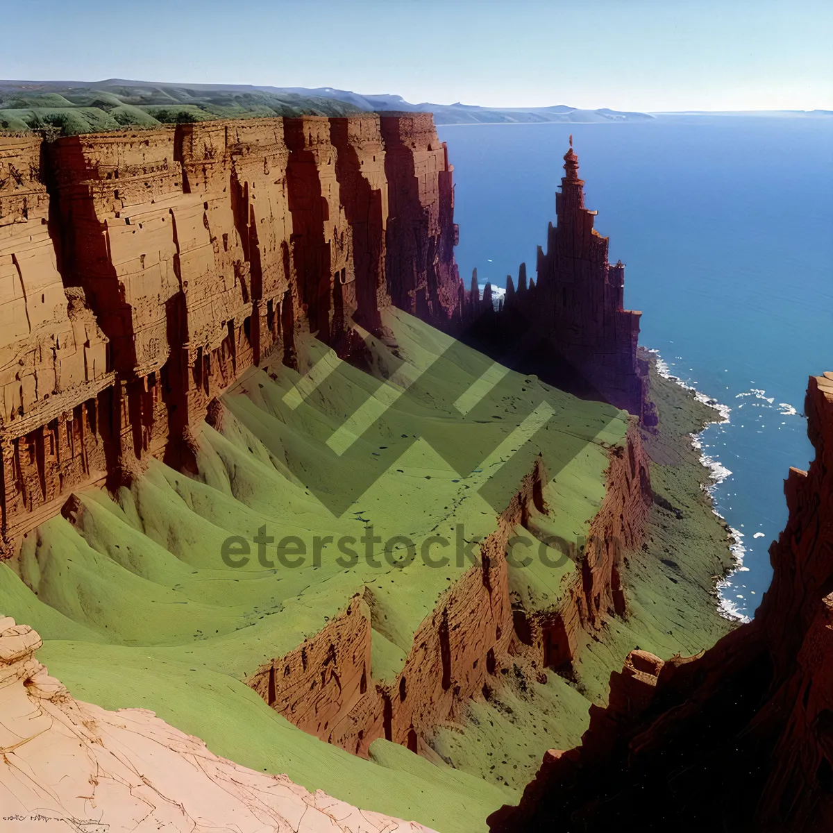 Picture of Majestic Canyon Cliffs: A breathtaking landscape of orange sandstone and towering rock formations.