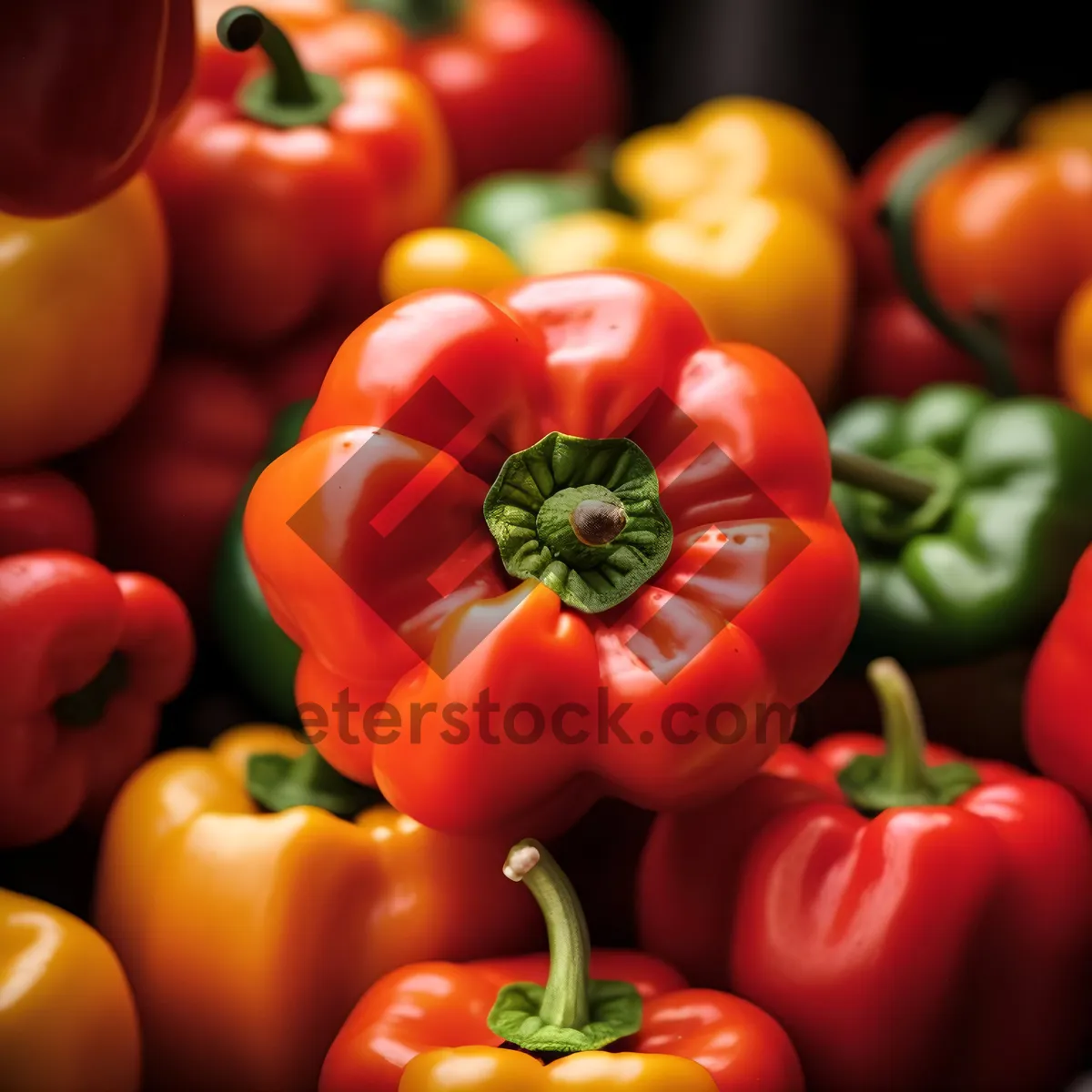 Picture of Colorful Fresh Vegetable Salad with Sweet Peppers and Tomatoes.