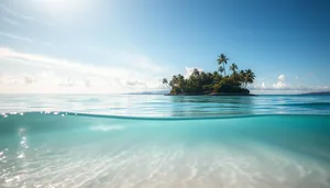 Tropical island beach relaxation under a sunny sky.