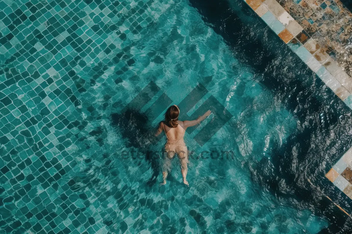 Picture of Boy swimming in tropical ocean on summer vacation