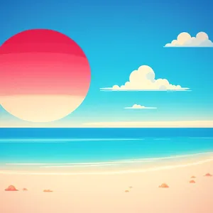 Vibrant seascapes round icon with glowing flag