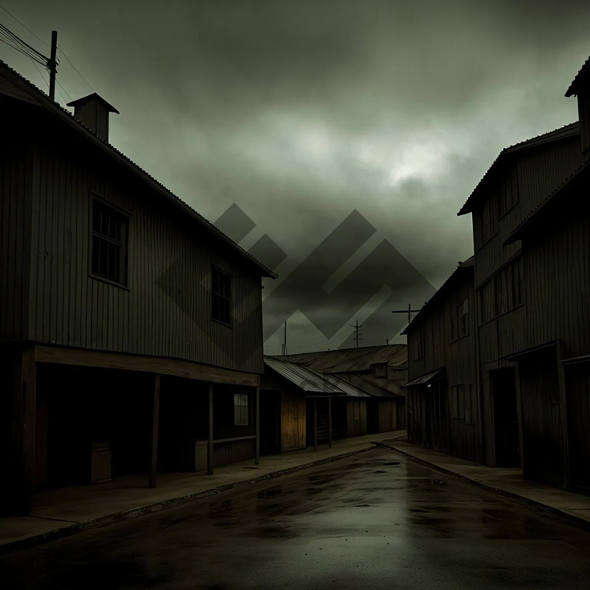 Picture of Old Residential Warehouse with Rustic Architecture and Skyline View