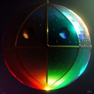 Digital Art: Colorful CD Planet with Reflection