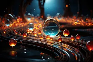 Digital 3D Pinball Machine Render with Light Effects