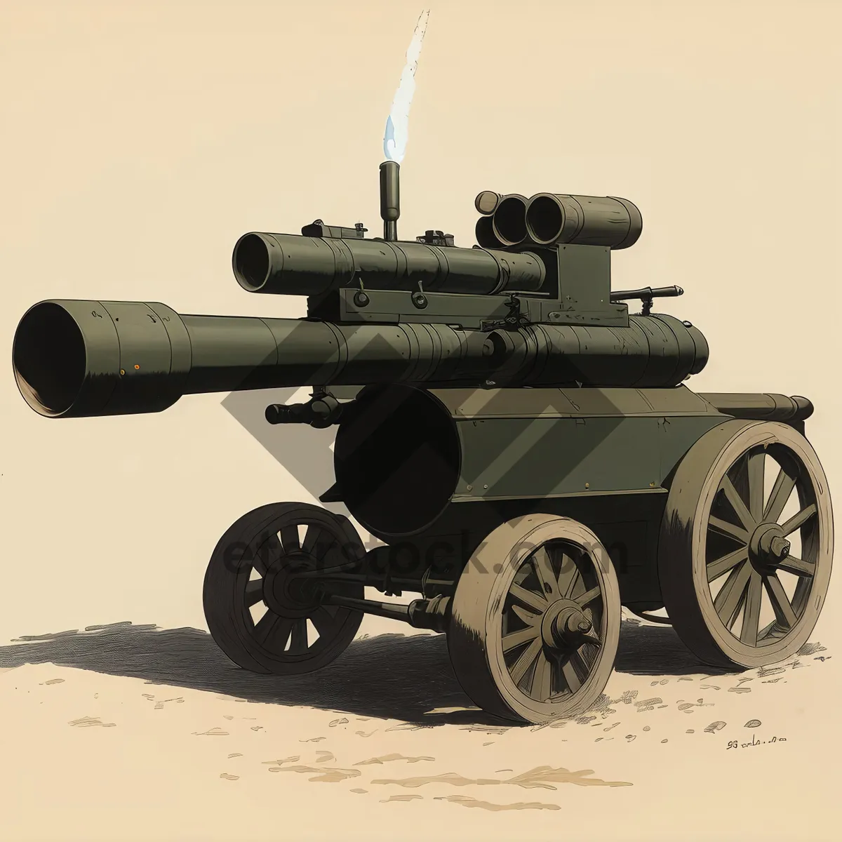 Picture of Vintage Military Tank Cannon: Powerful Armament of War