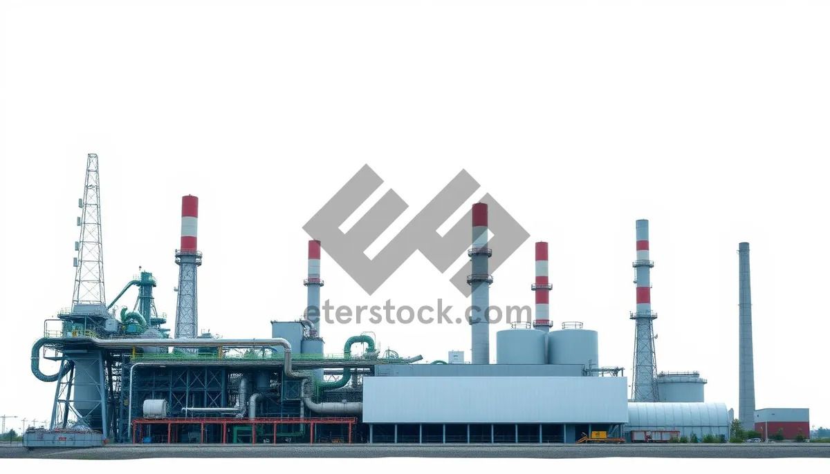 Picture of Industrial waterfront city skyline with gas pollution