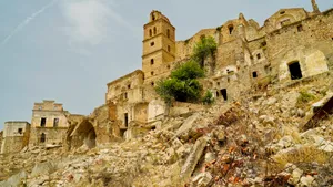 Medieval Castle Tower Overlooking Old City Skyline