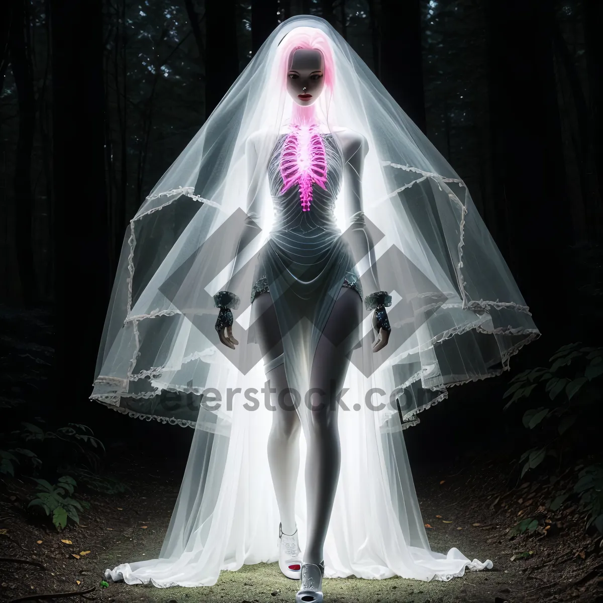 Picture of Mountain wedding tent with bride and groom.