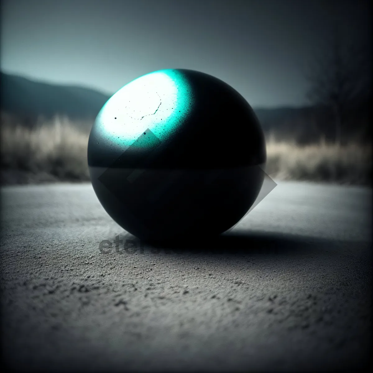 Picture of Black Pool Ball on Table