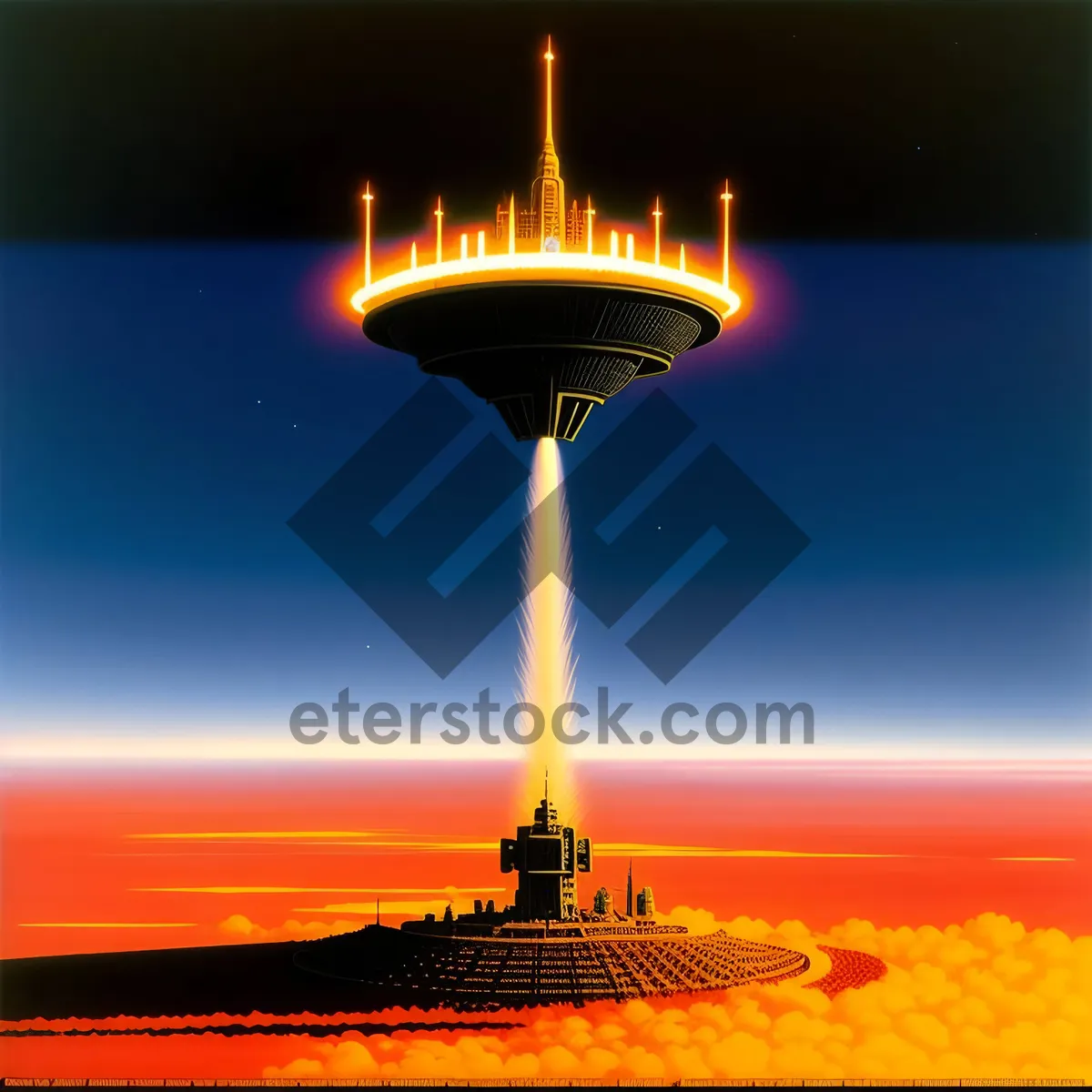 Picture of Night Beacon Lighting up Ocean's Landmark