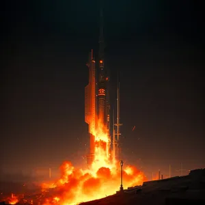 Blazing Rocket Pierces Majestic Sunset Sky