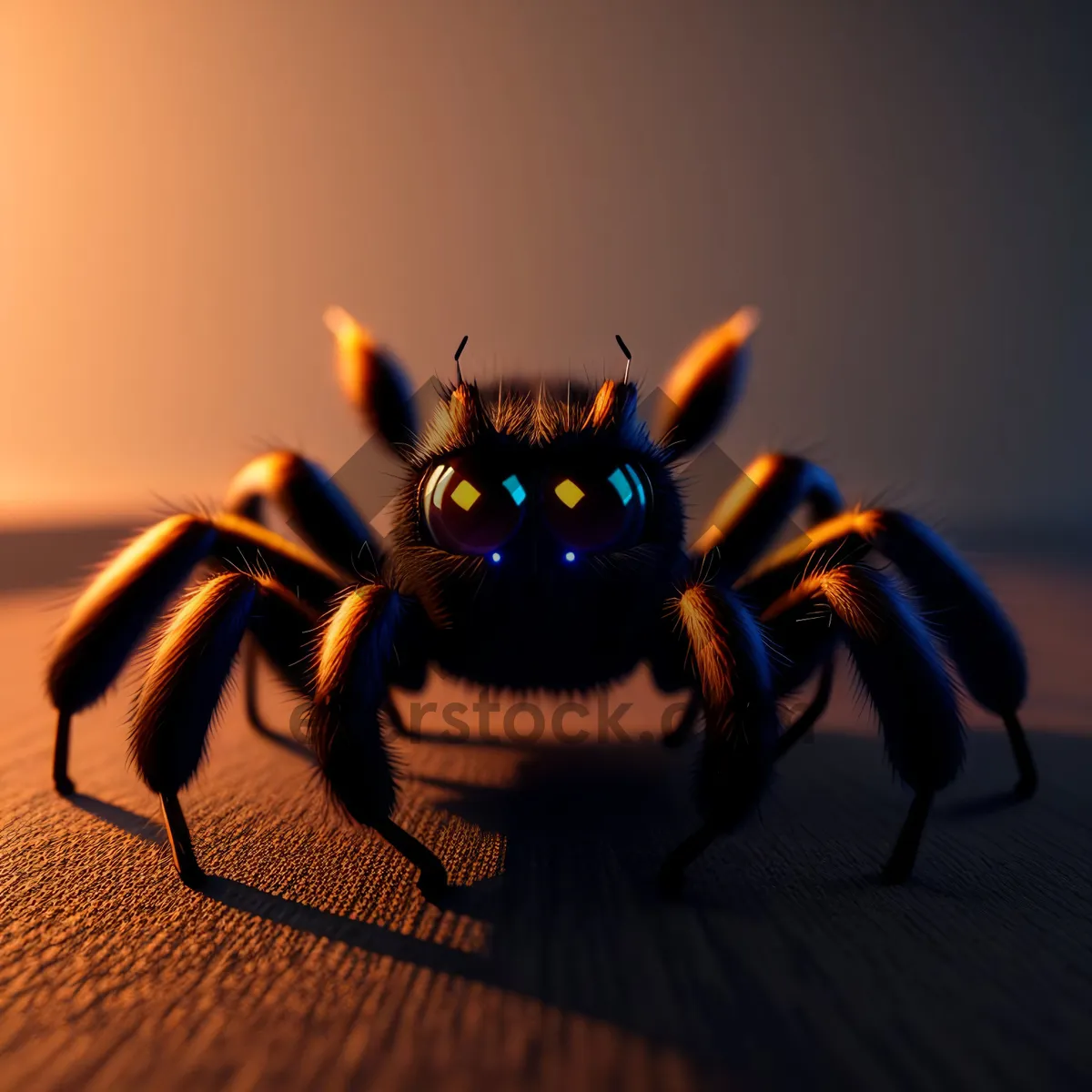 Picture of Close-up of Black Widow Spider on Fly