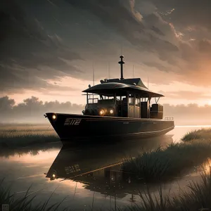 Coastal Fishing Vessel in Tranquil Harbor