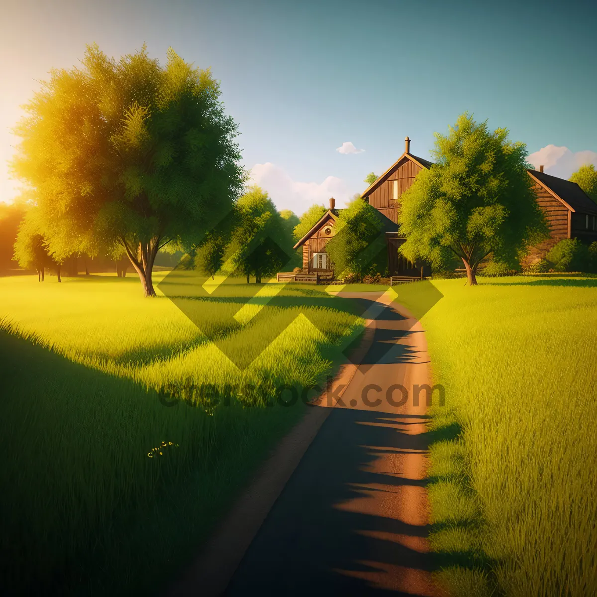 Picture of Golden Rapeseed Fields Embracing Serene Countryside