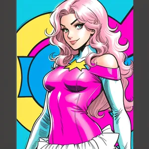 Lady with Fashionable Amulet - Cartoon Art