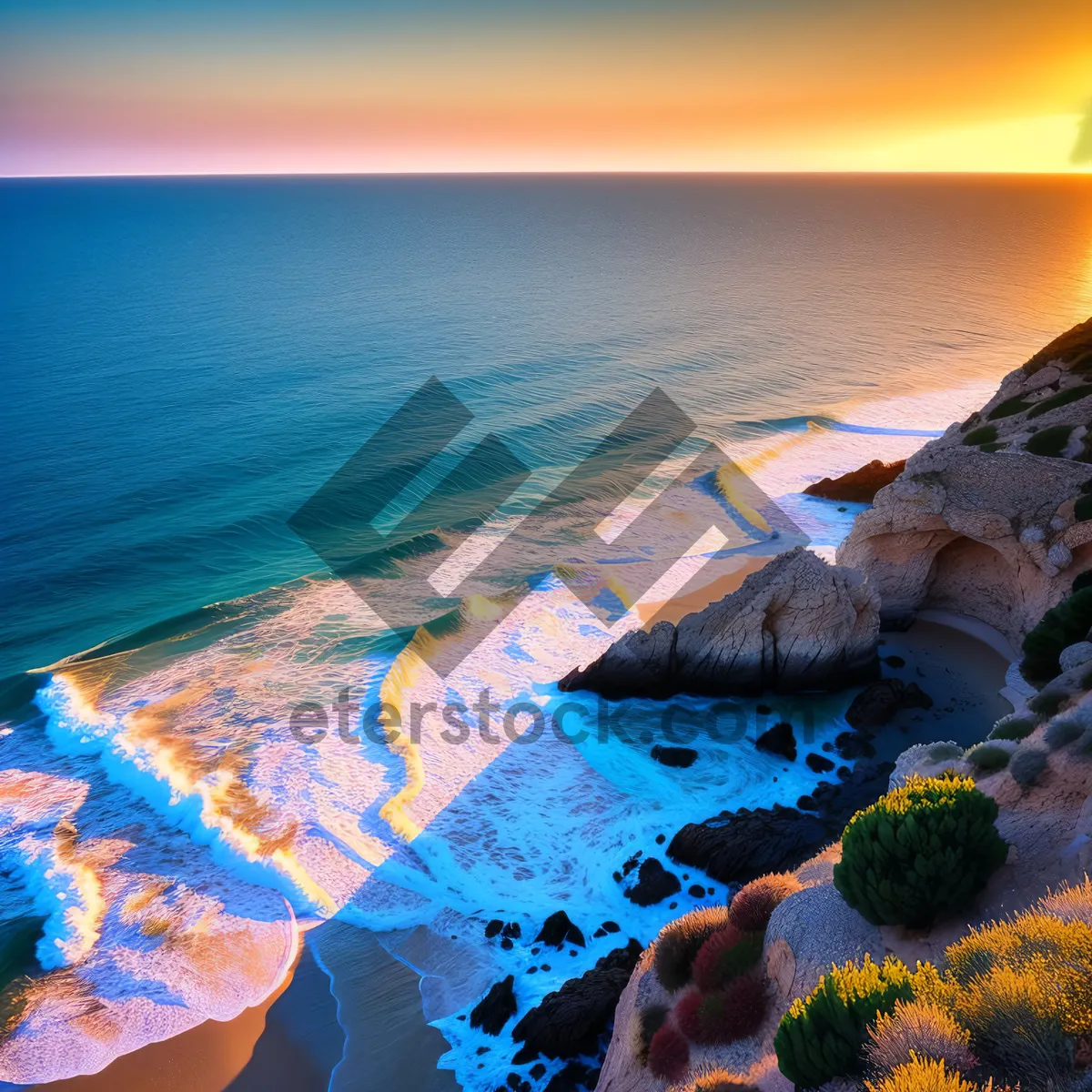 Picture of Golden Shores: A Serene Sunset Over the Tropical Beach