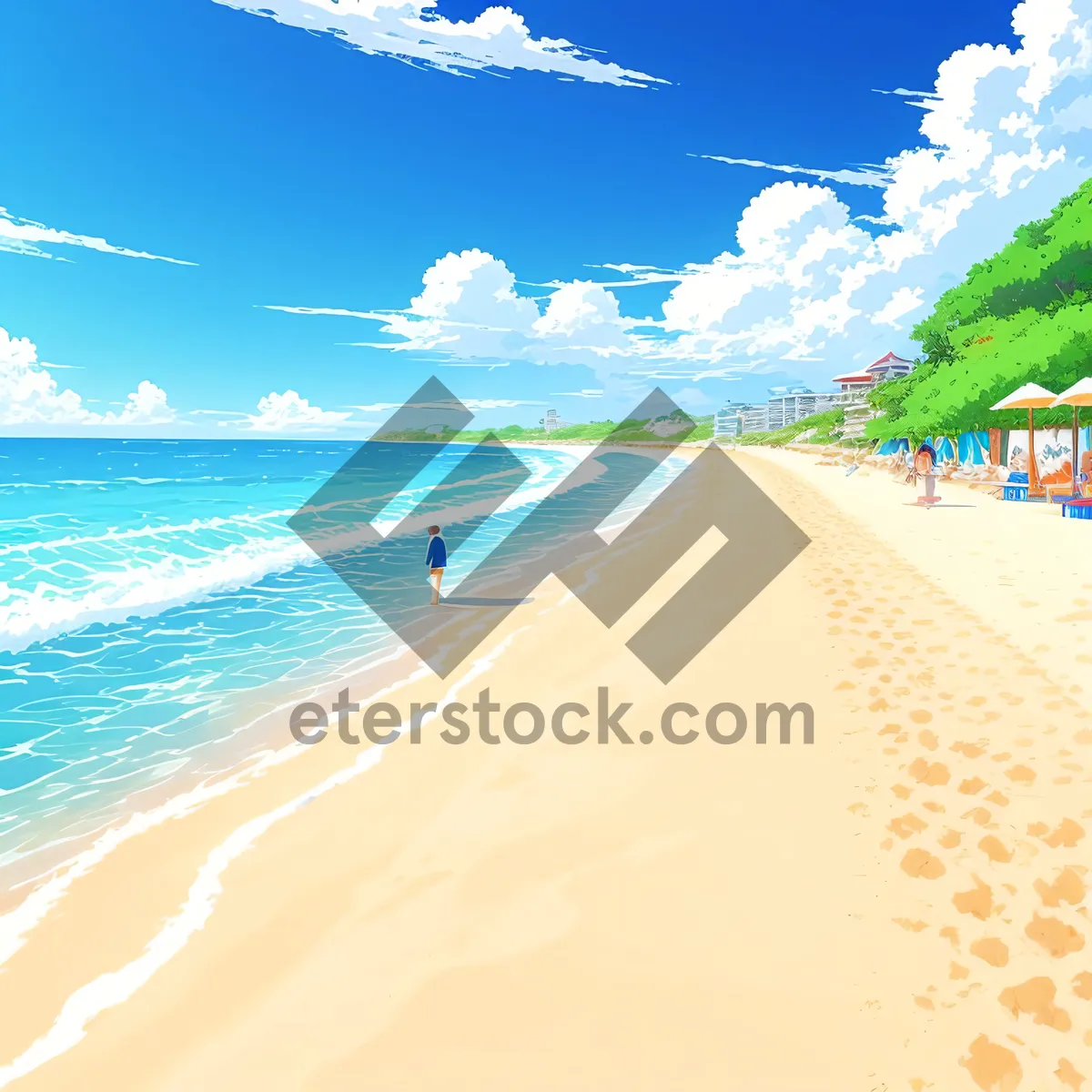 Picture of Tranquil tropical beach with turquoise waters.